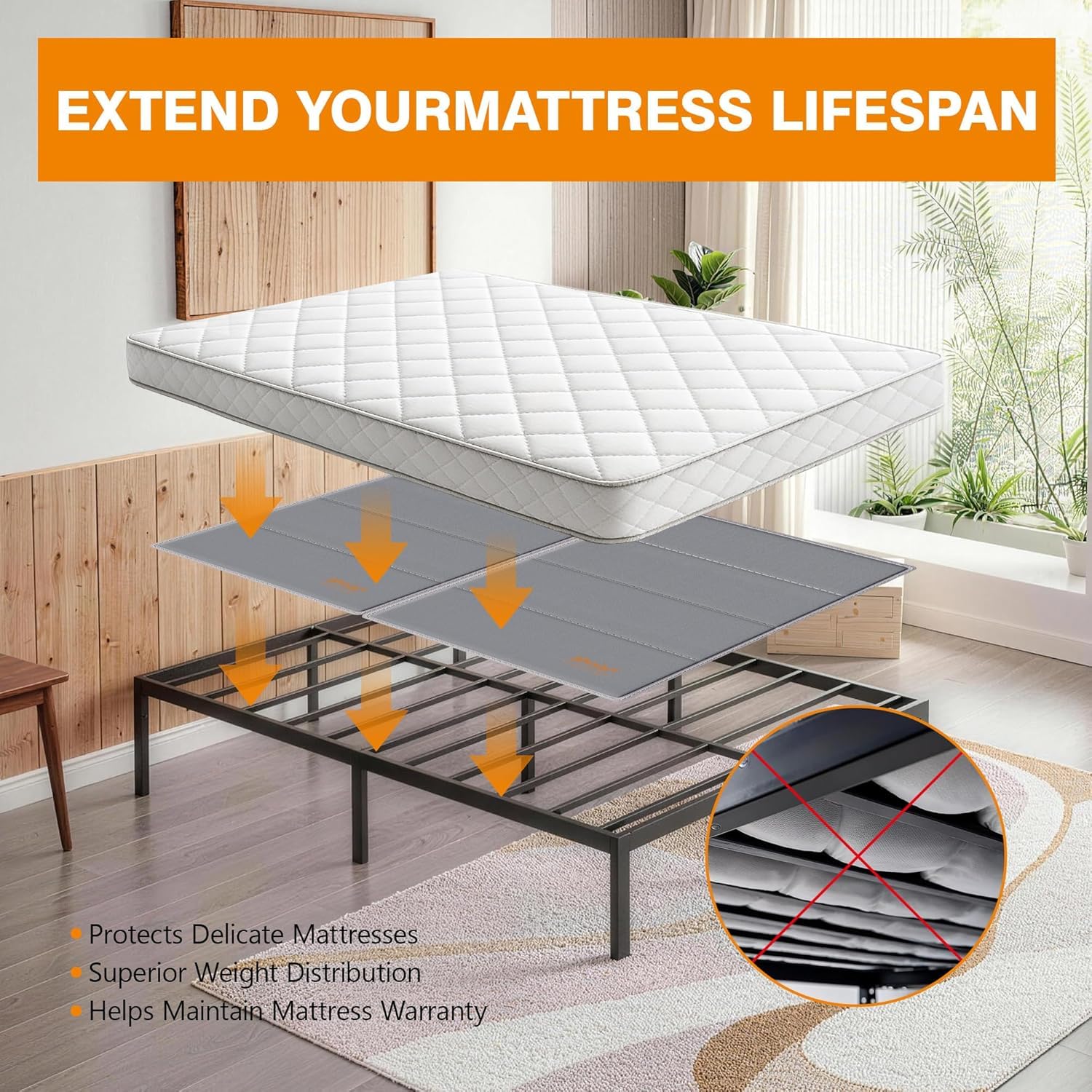 Drwwi Bunkie Board King noise-free bottom fabric reduces creaks