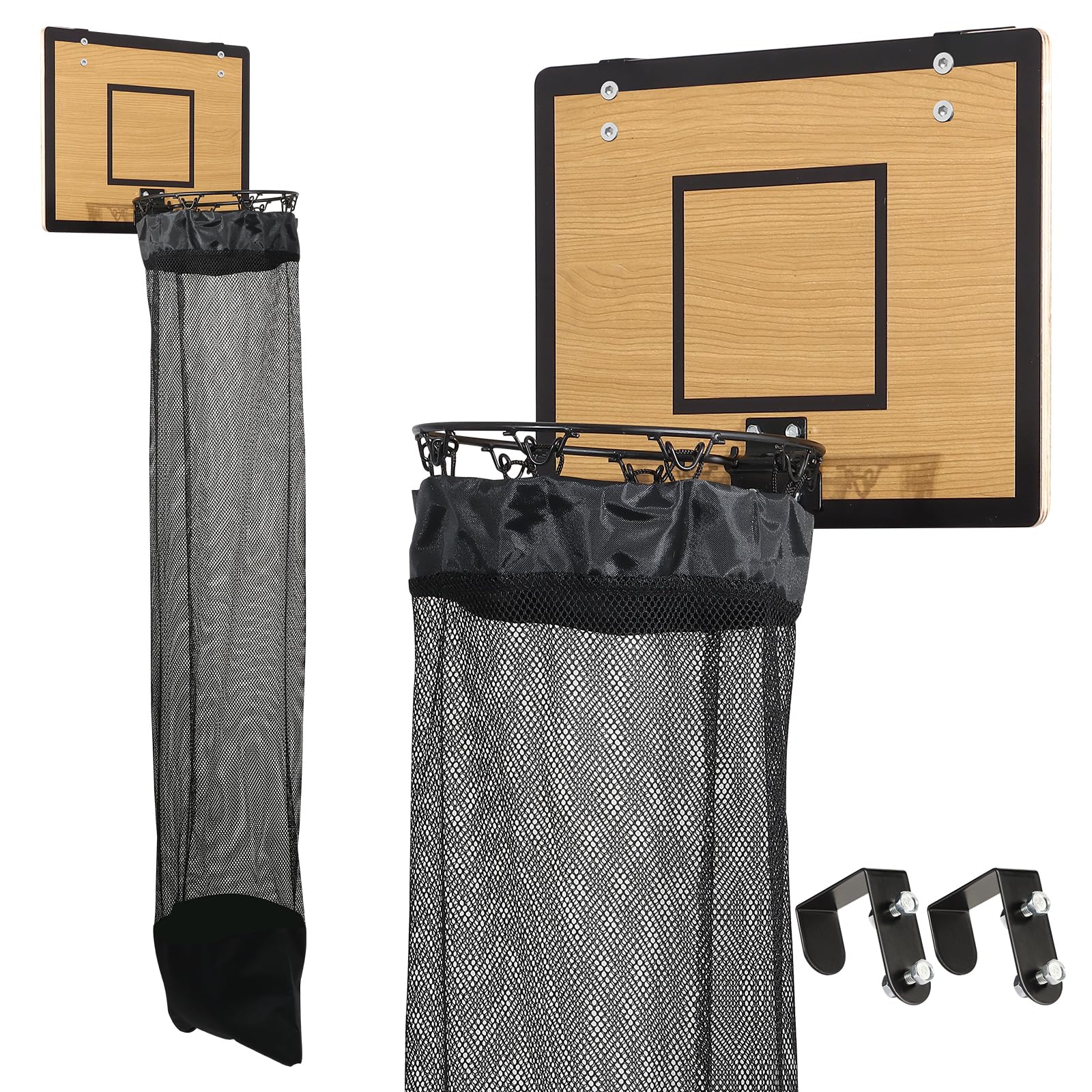 DRXX FEXE over-the-door hoop laundry hamper hangs for instant space-saving.