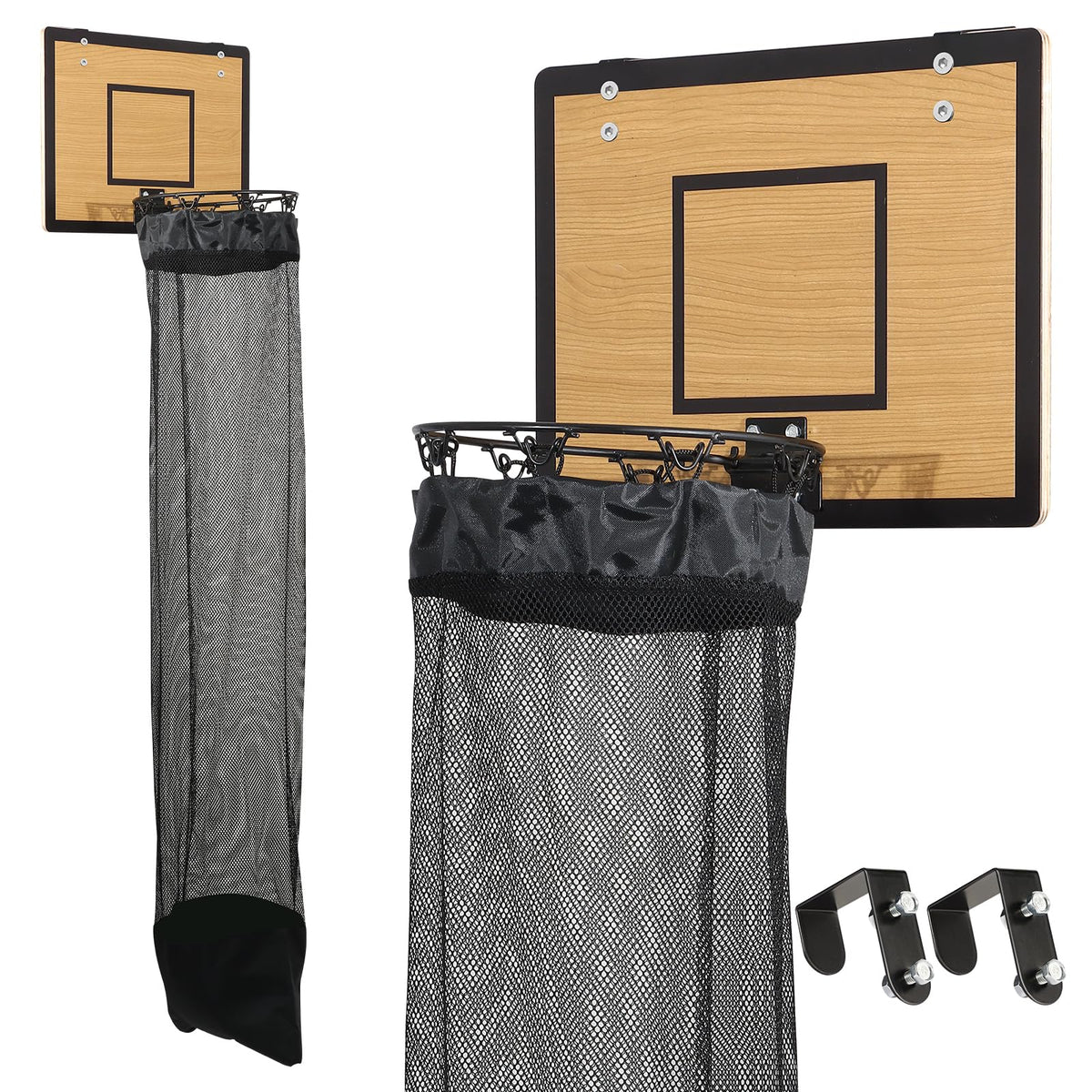 DRXX FEXE over-the-door hoop laundry hamper hangs for instant space-saving.