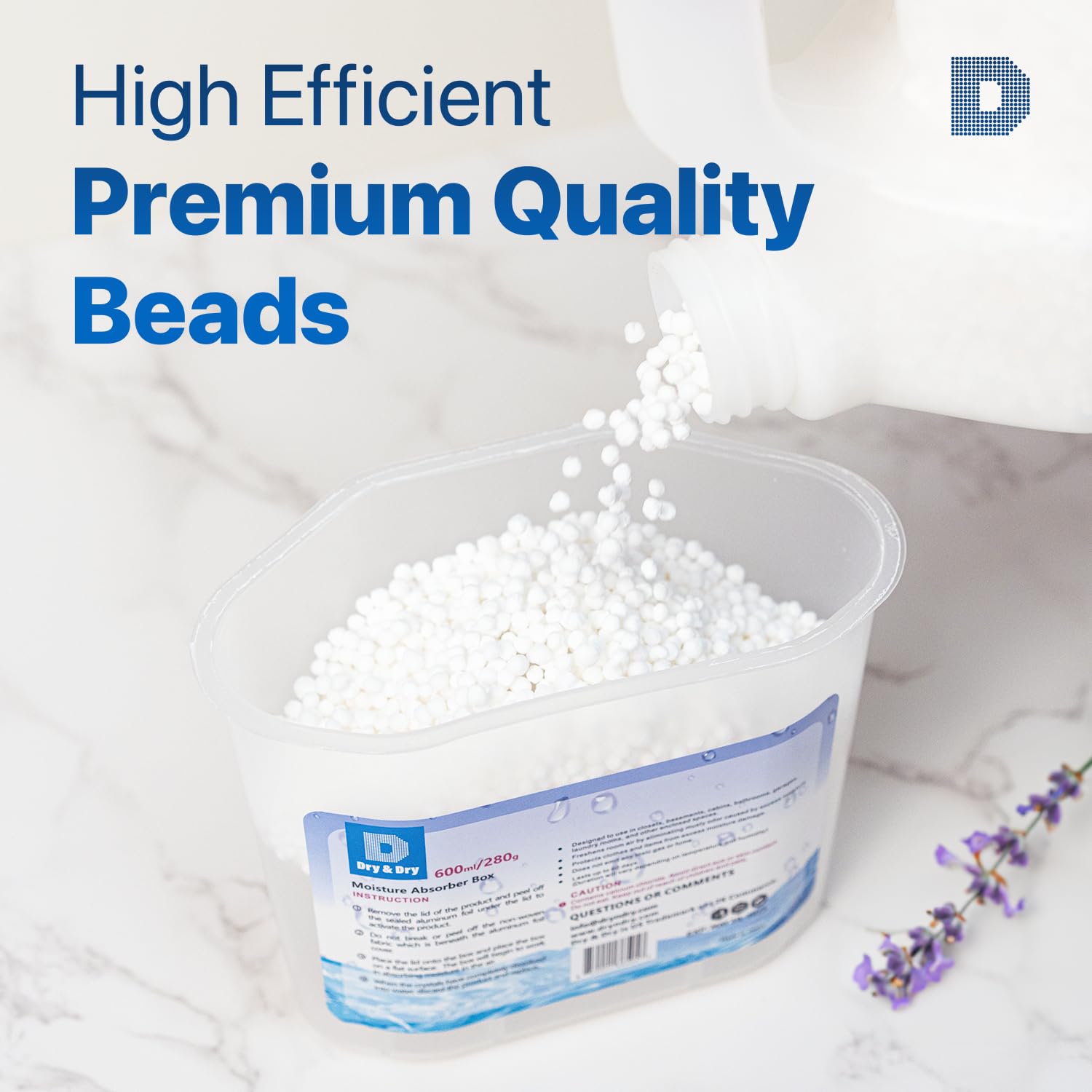 Calcium chloride absorbent beads from Dry & Dry for moisture collection