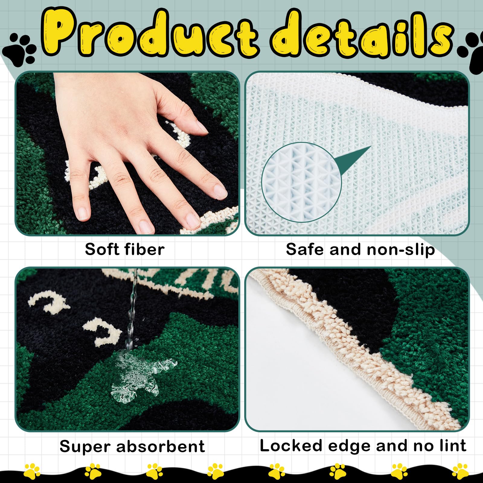 Drydiet non-slip back prevents shifting on dry, smooth bathroom floors.