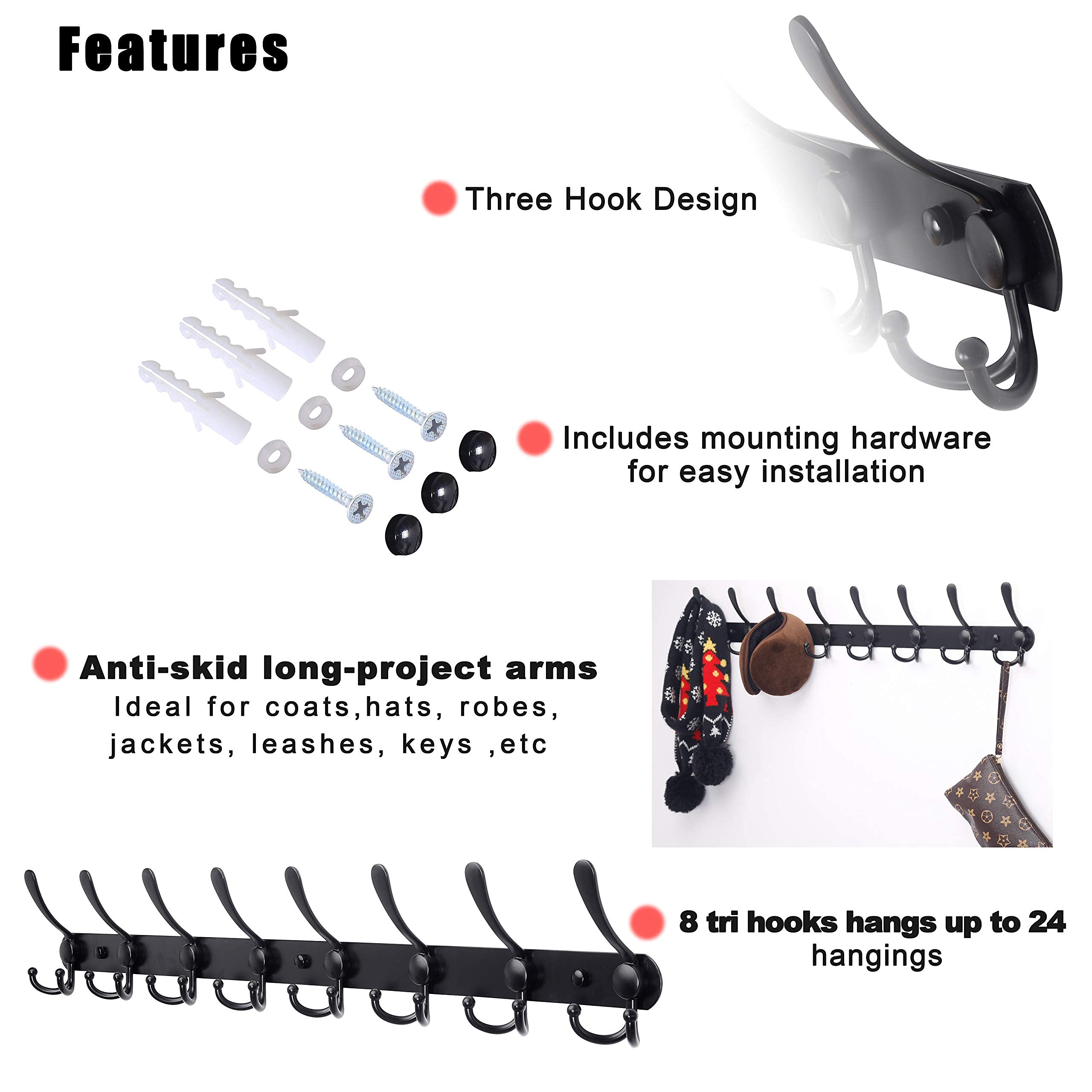 Dseap black coat rack suitable for busy households and shared spaces.