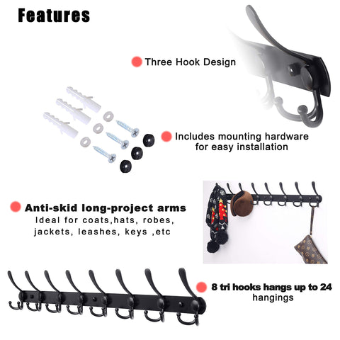 Dseap black coat rack suitable for busy households and shared spaces.