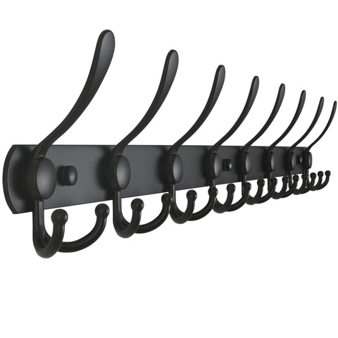 Dseap coat rack wall mount with eight tri-hooks keeps coats and bags organized.