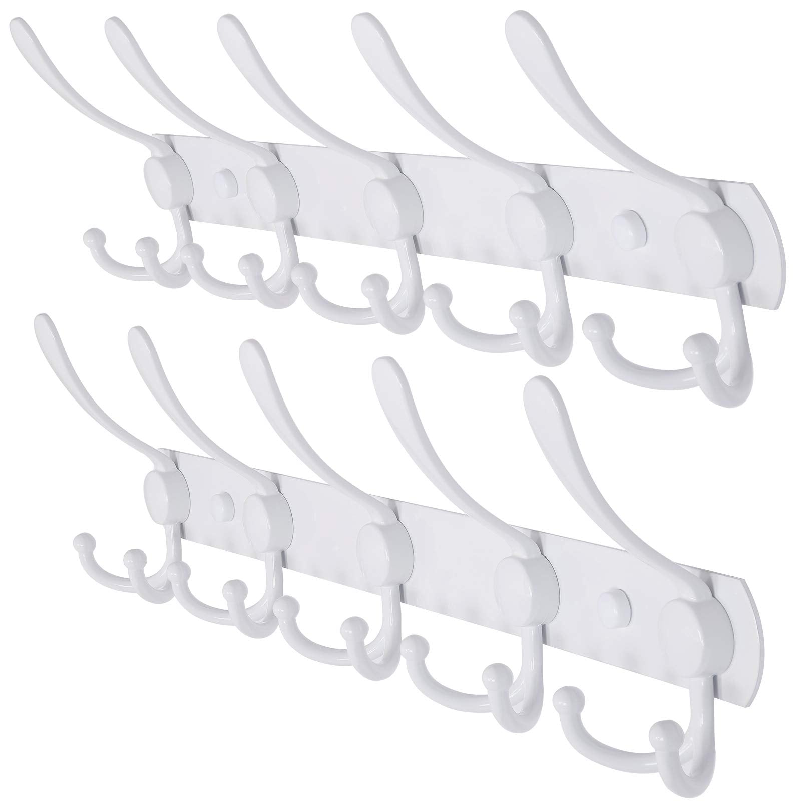 Dseap wall mounted coat rack with 5 tri hooks in white for organized coats