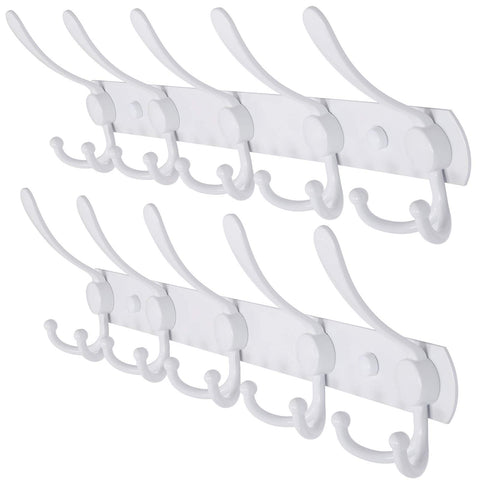 Dseap wall mounted coat rack with 5 tri hooks in white for organized coats