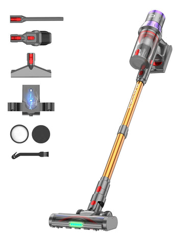 Dsoope YU7 Max cordless vacuum showing strong on-floor suction for quick cleanups