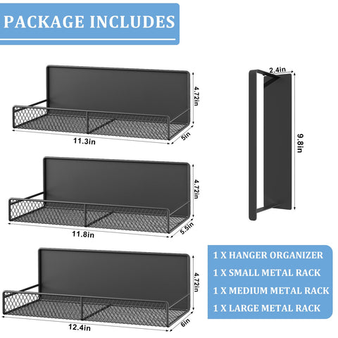 DTUQYX Magnetic Shelf with a medium laundry basket for mid-size bottle storage.