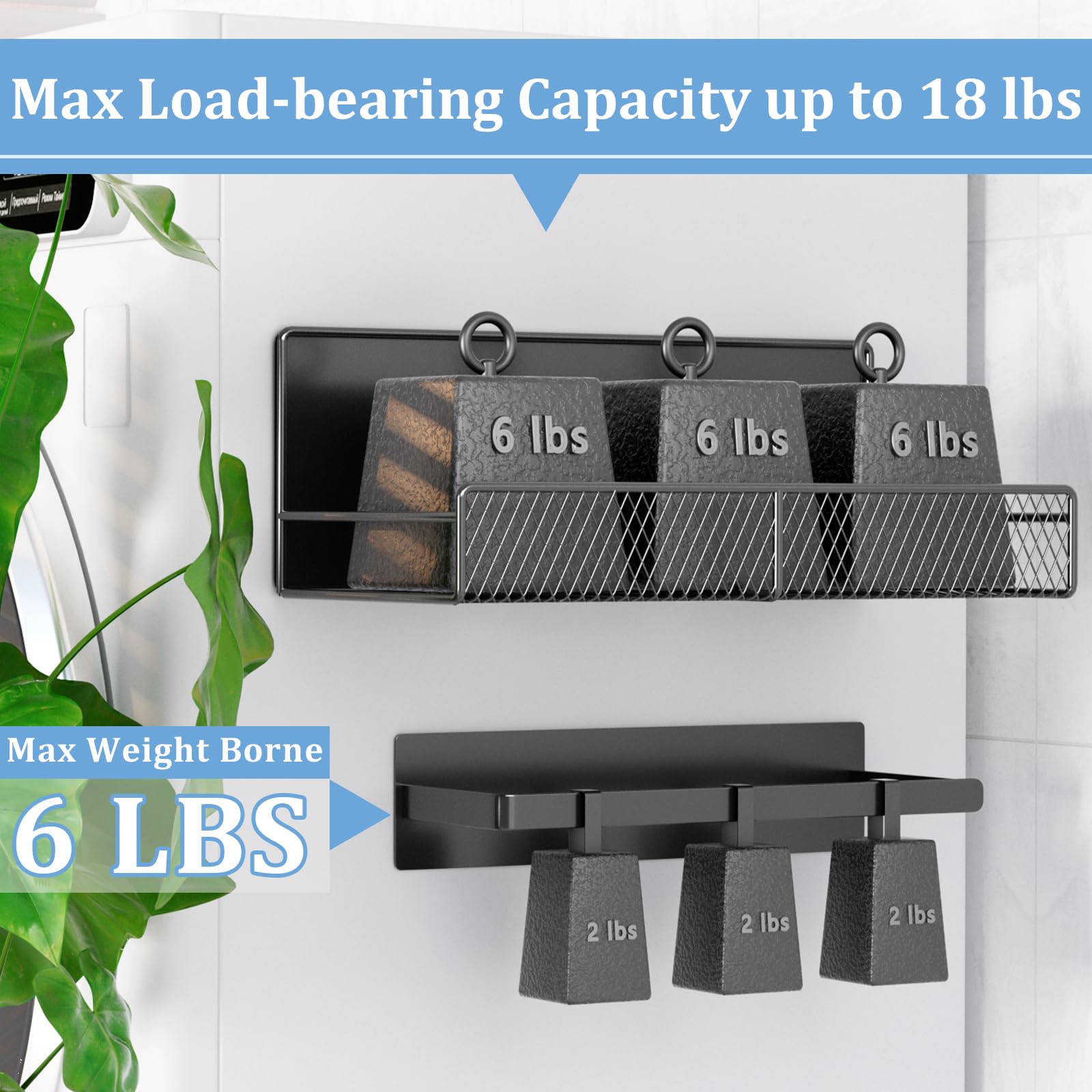 DTUQYX Magnetic Shelf with a small basket ideal for travel-size products or spices.