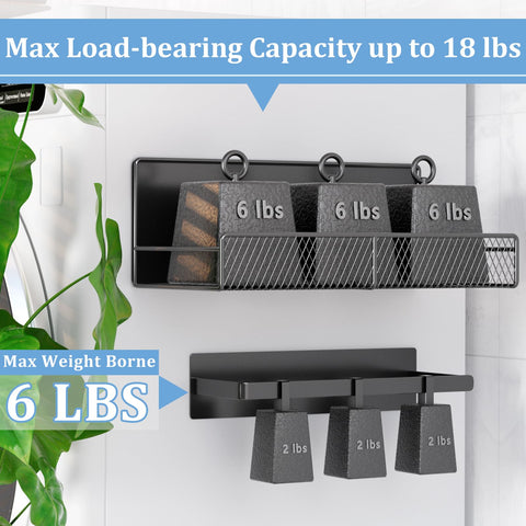 DTUQYX Magnetic Shelf with a small basket ideal for travel-size products or spices.