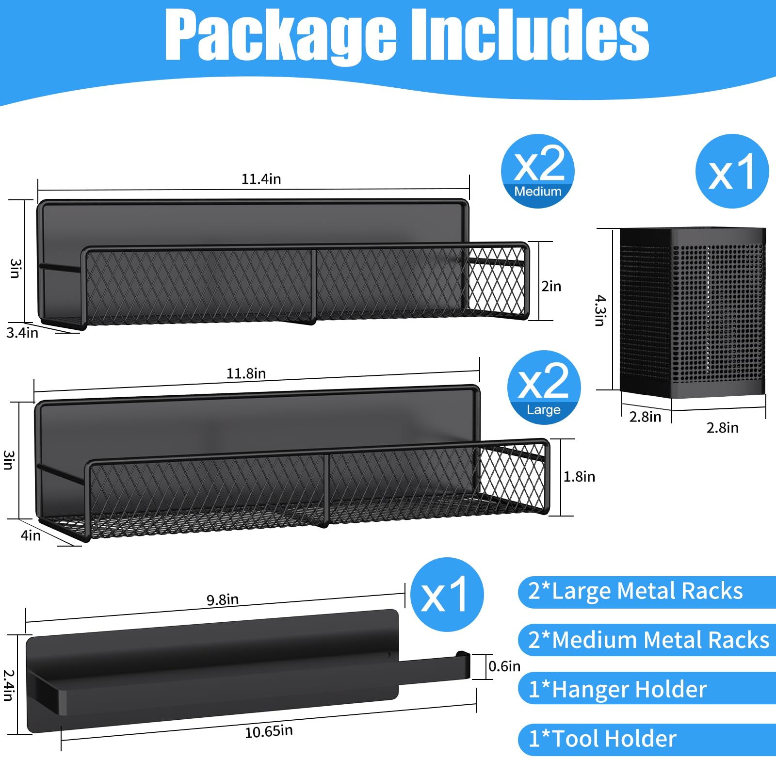 DTUQYX magnetic shelves with medium baskets for detergents and supplies