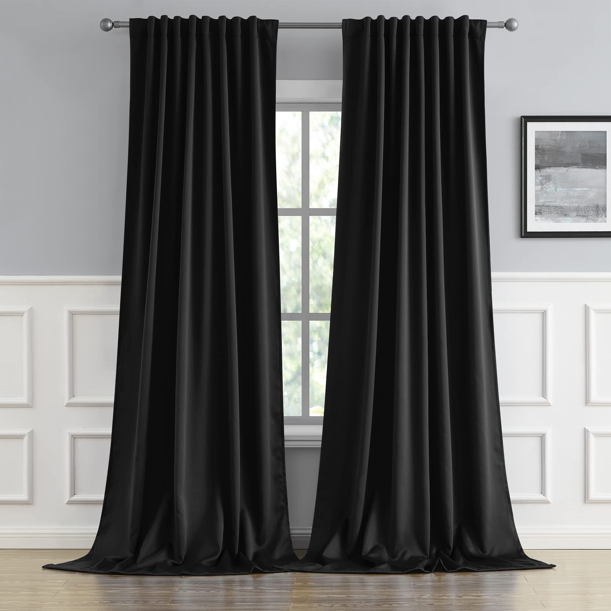 DUALIFE blackout curtains in a living room setup offer full coverage for privacy and light control