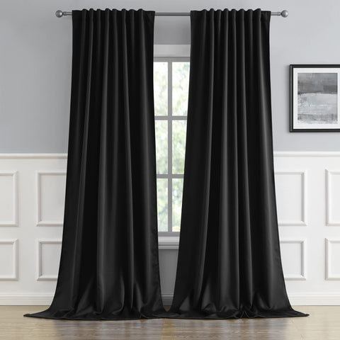 DUALIFE blackout curtains in a living room setup offer full coverage for privacy and light control