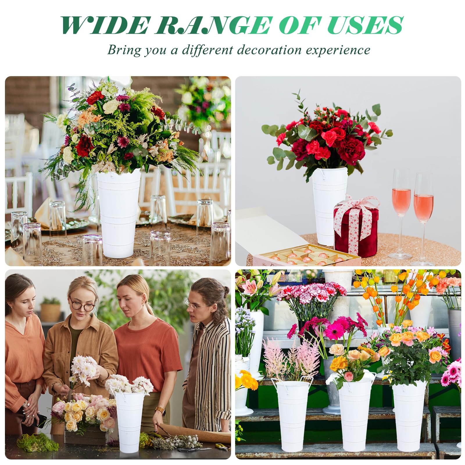 Dualshine galvanized metal vases with anti rust coating, long-lasting indoor outdoor decor.