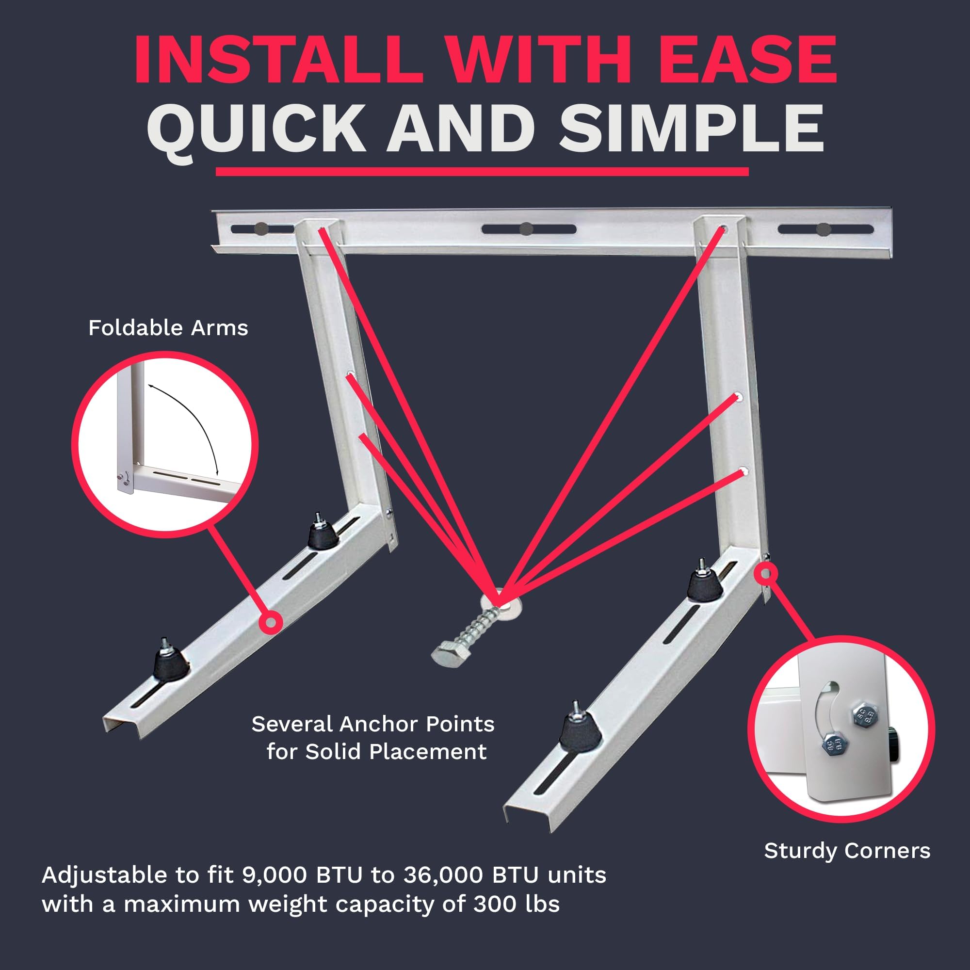 DuctlessAire installation kit includes expansion bolts, screws, and nuts.