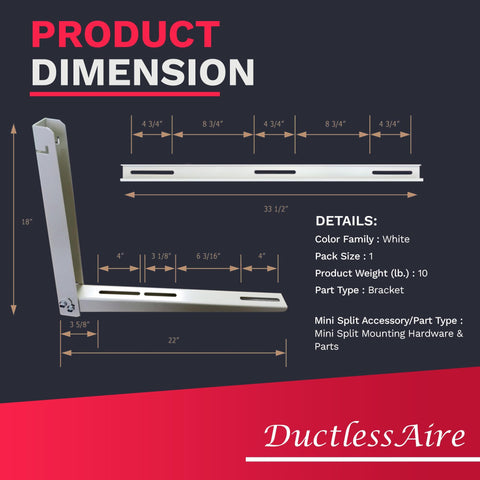 DuctlessAire powder-coated hardened steel bracket withstands outdoor weather.