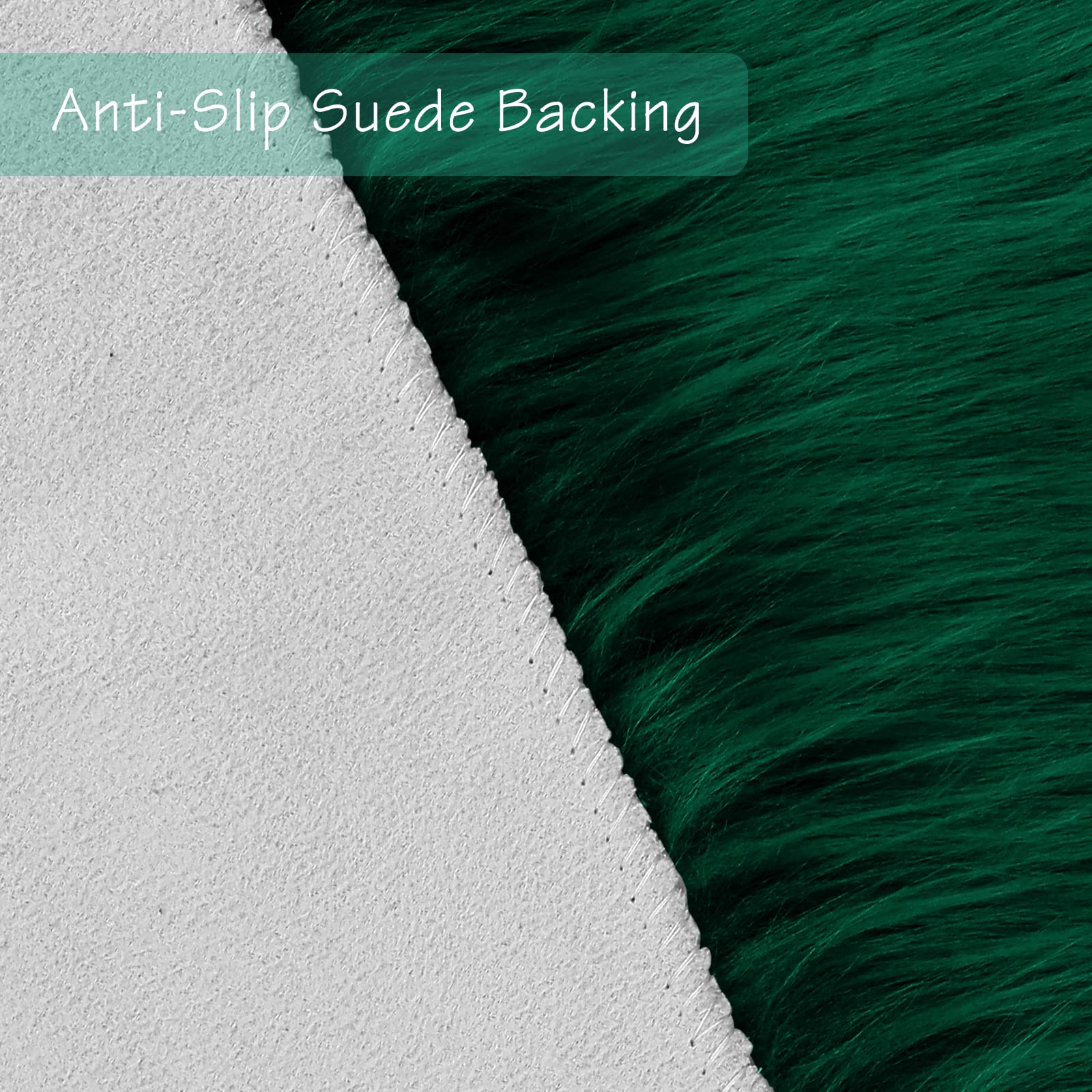 Duduta emerald green rug on dorm room floor with non-slip backing