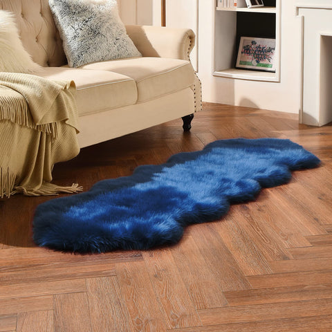 duduta Navy Blue Runner Rug in nursery or play area offers soft footing.