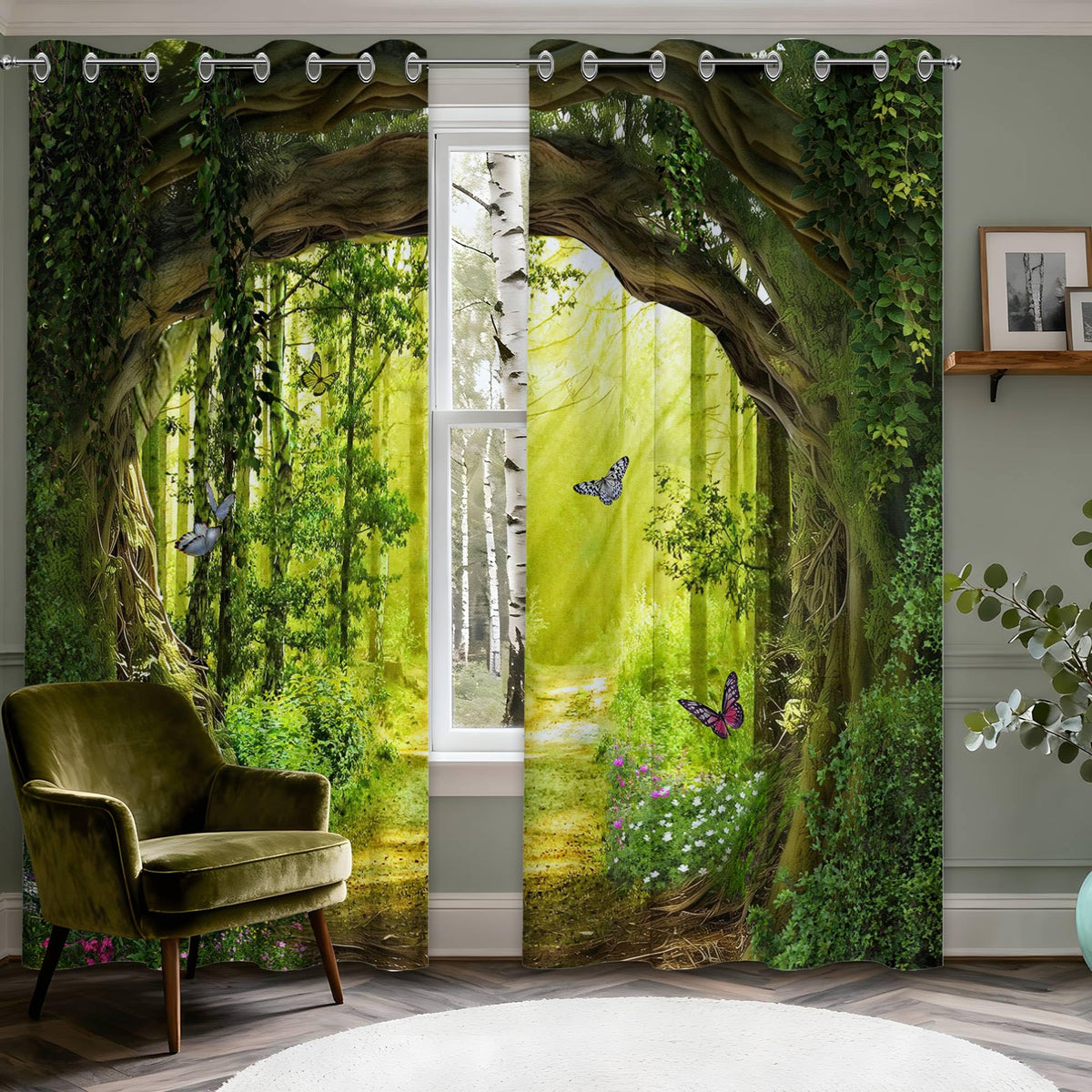 dueeia Enchanted Forest curtains close-up showing detailed pattern and soft, durable fabric