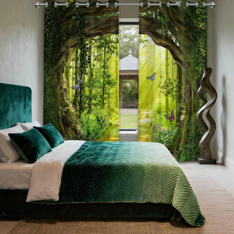 dueeia Woodland-drapes with grommets shown in a window setup for easy hanging