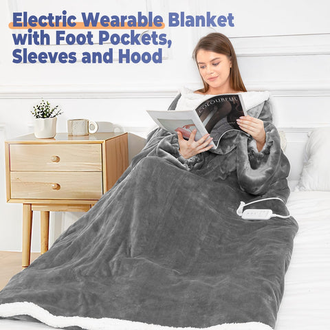 Dueelala wearable heated blanket, 50x70 inches, covers from shoulder to toe.
