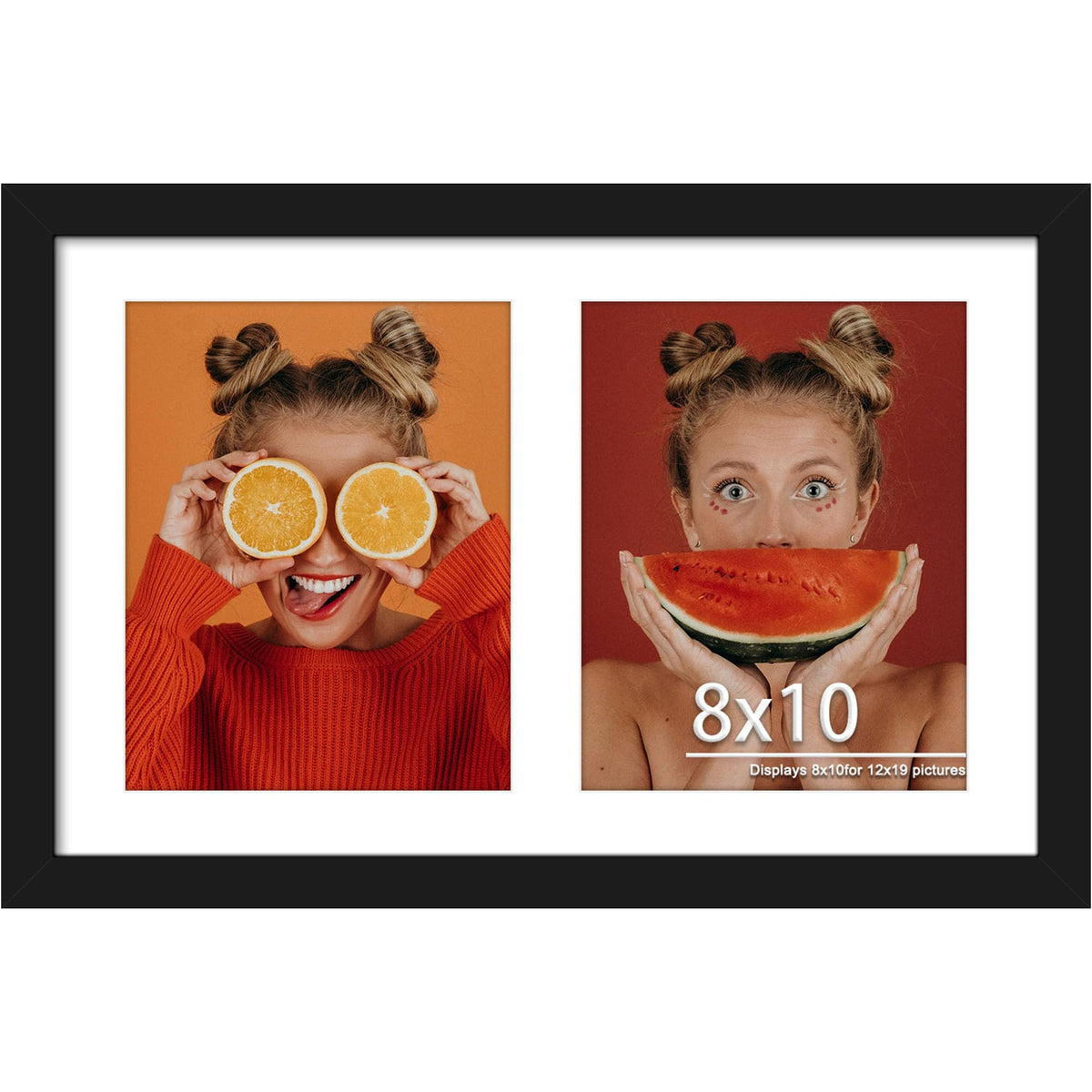DUENPY 12x19 double frame with two 8x10 photos for easy wall display.