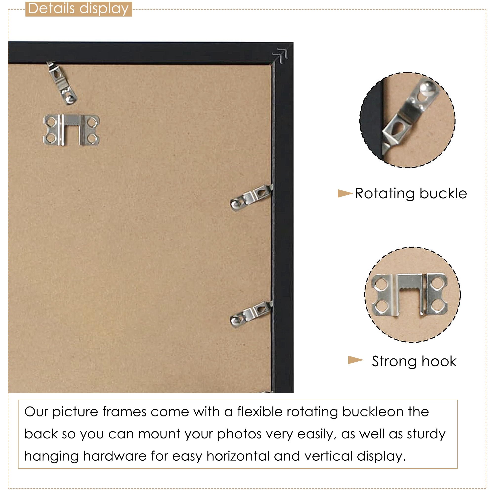 DUENPY 22x32 collage frame hanging hardware enables secure mounting.