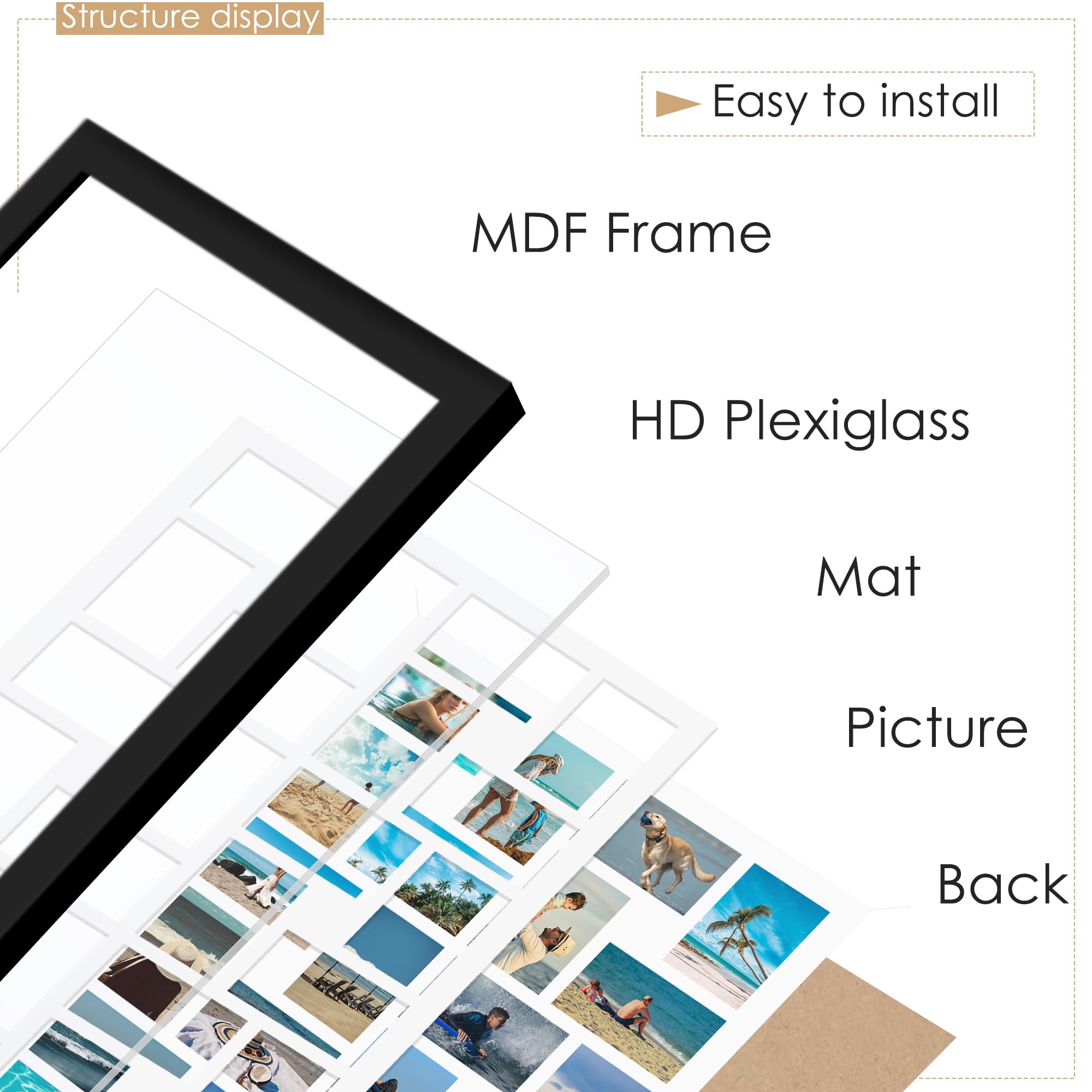 DUENPY 22x32 collage frame supports horizontal and vertical layouts.