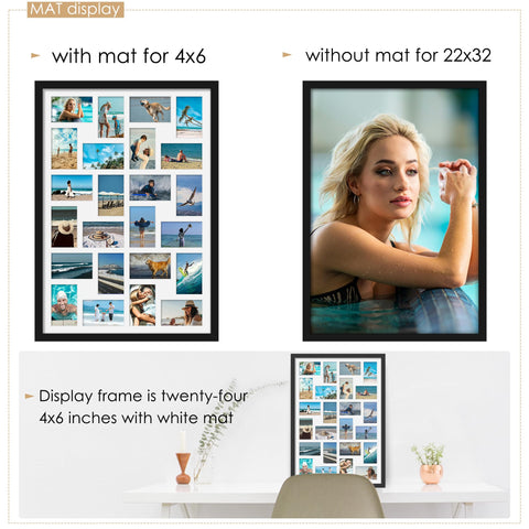 DUENPY 22x32 collage frame interior mat detail for tidy photo layout.