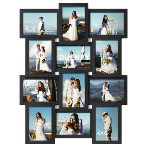 DUENPY 4x6 collage frame set in black for stylish wall decor