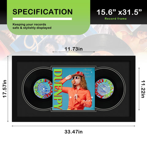 DUENPY display frame with two records and clear acrylic front