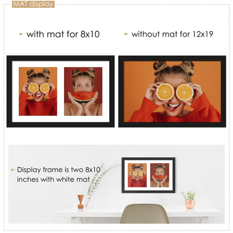 DUENPY frame showing two 8x10 prints with optional mat for tidy collage.