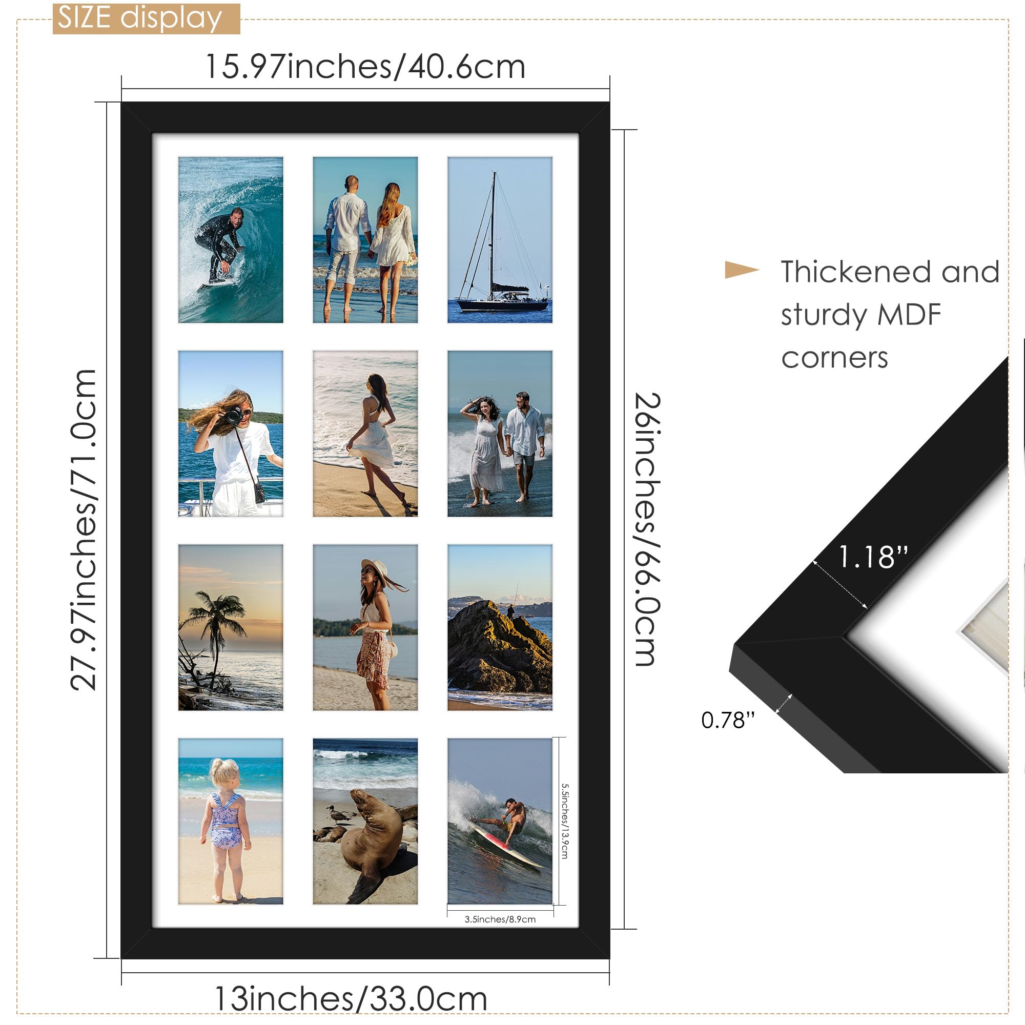 DUENPY engineered wood frame with anti-shatter plexiglass.