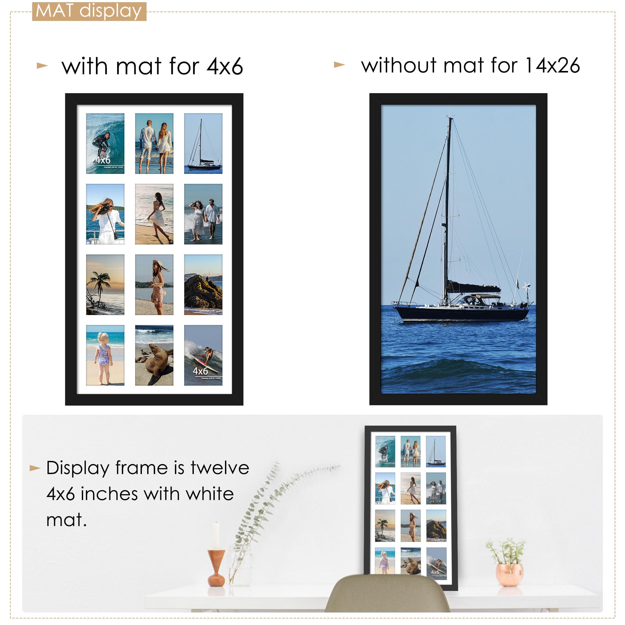 DUENPY frame with mat and hanging hardware for easy setup.