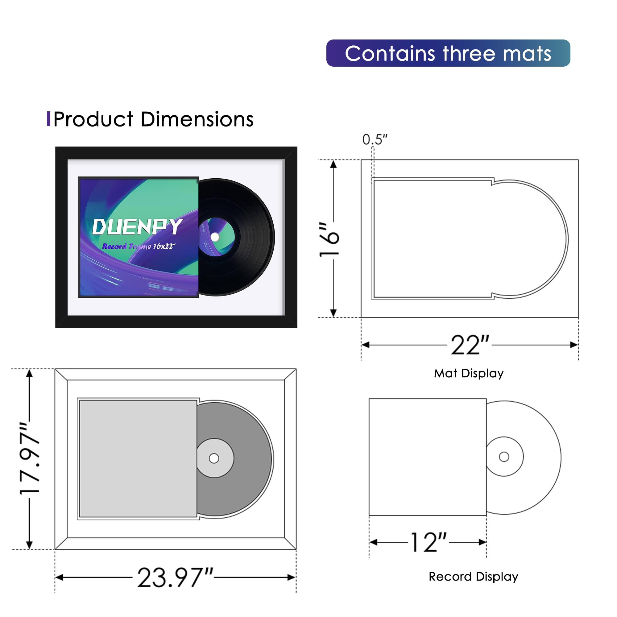 DUENPY vinyl frame hanging setup supports vertical or horizontal installation.
