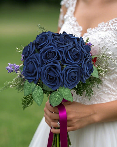 DuHouse artificial rose stem detail showing flexible wire stem for DIY bouquets
