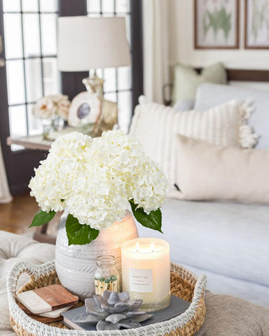 DuHouse Hydrangea 3Pcs white lifelike leaves add natural touch