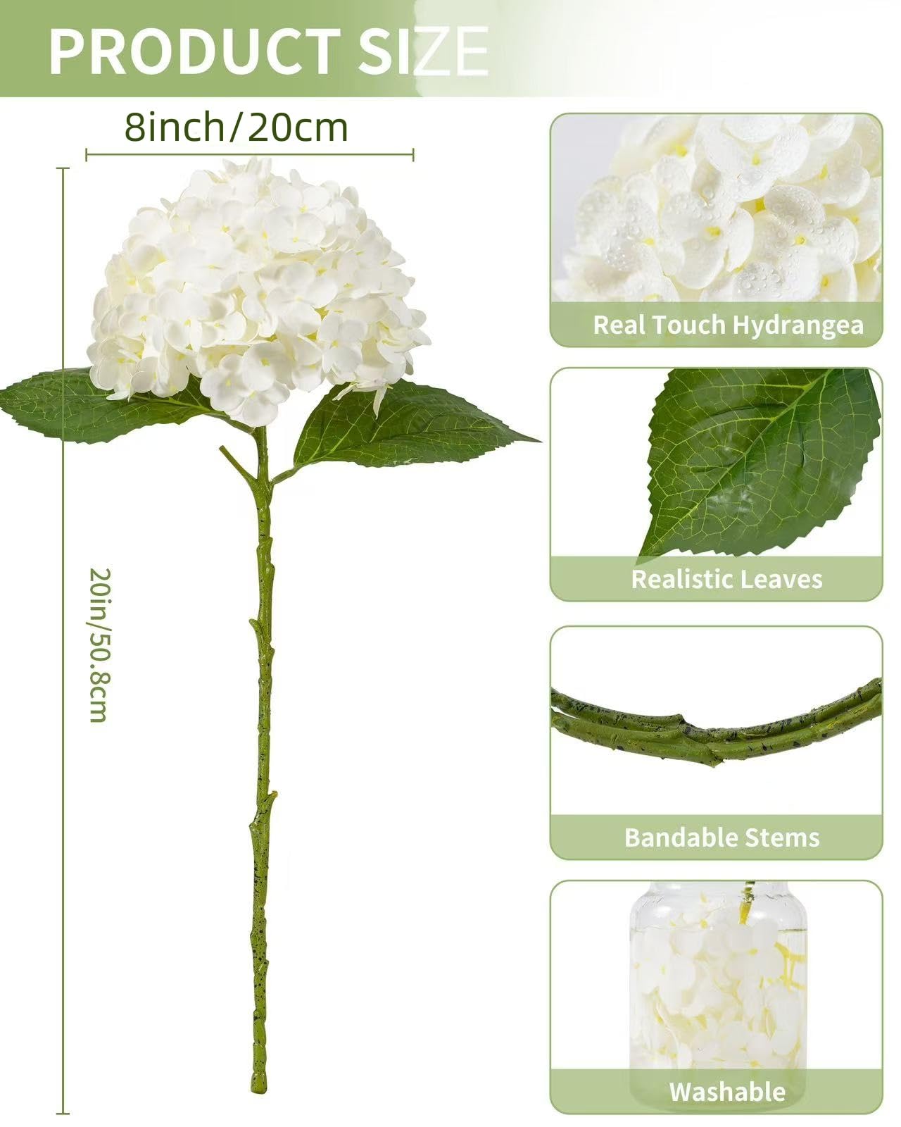 DuHouse Hydrangea 3Pcs white living room decor adds timeless charm