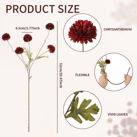 DuHouse silk mini chrysanthemum stems for long-lasting home décor