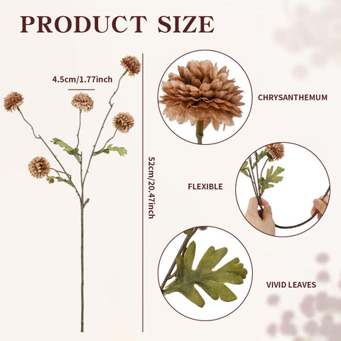 DuHouse silk mum close-up shows lifelike petals for elegant decor.