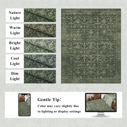 DUIDY green lifestyle rug blending modern and boho styles for versatile spaces