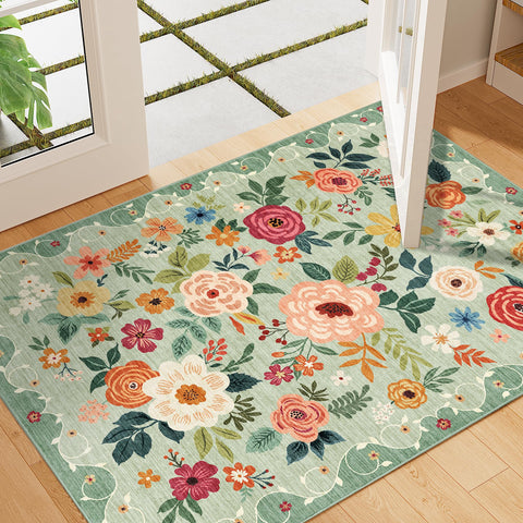 DUKINO low-pile entryway rug fits under doors with comfort.