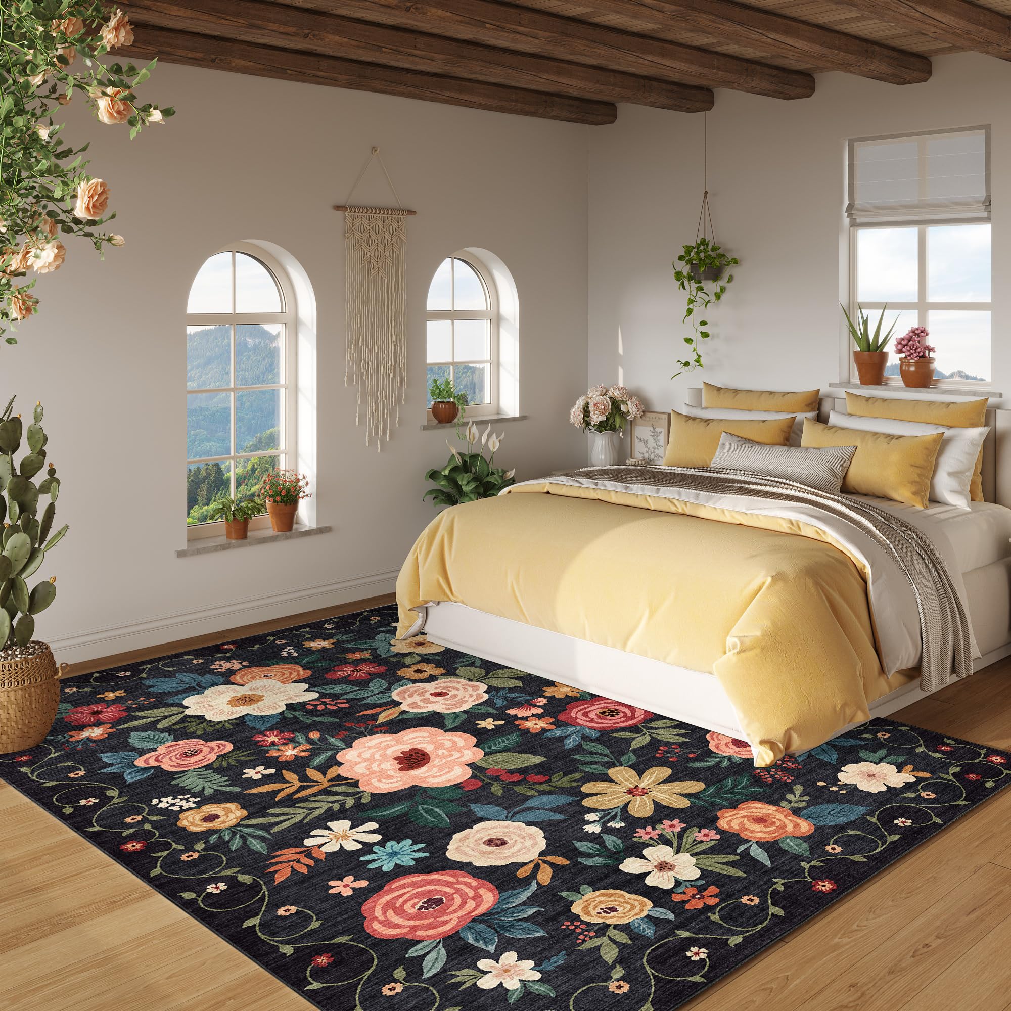 DUKINO non-slip backing rug stays securely in place on hard floors.
