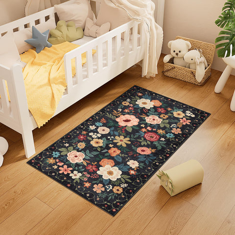 DUKINO washable floral runner for busy kitchens and high-traffic areas.