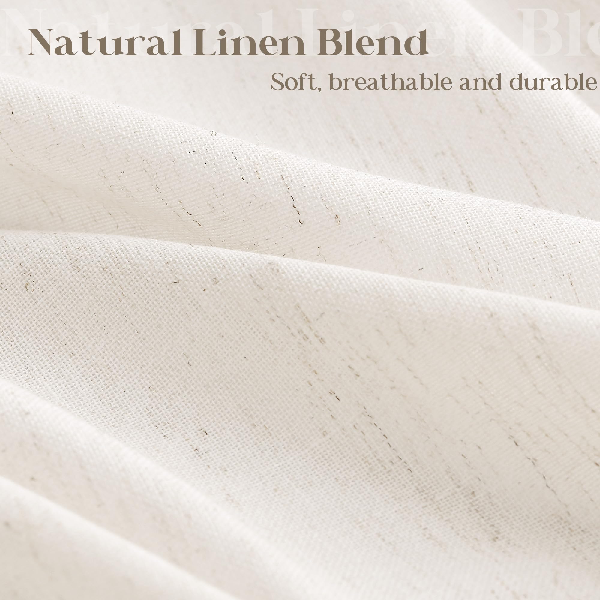 DUKIYO linen blend texture close-up highlighting natural look and durability.
