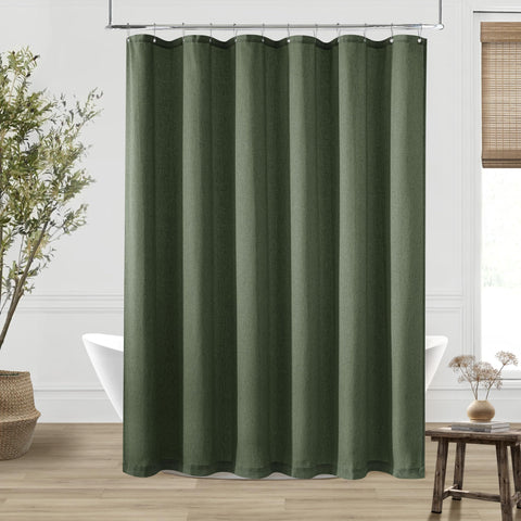 DUKIYO Neutral olive green curtain visually enlarging the space