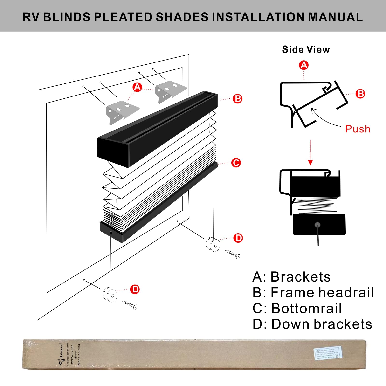 Dulepax pleated shade installed on a camper side window