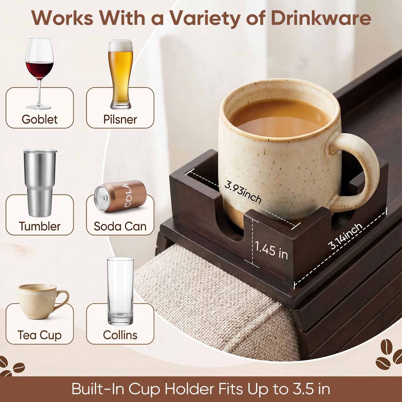 Dumbpec Bamboo Couch Arm Tray Table folded flat for compact storage.