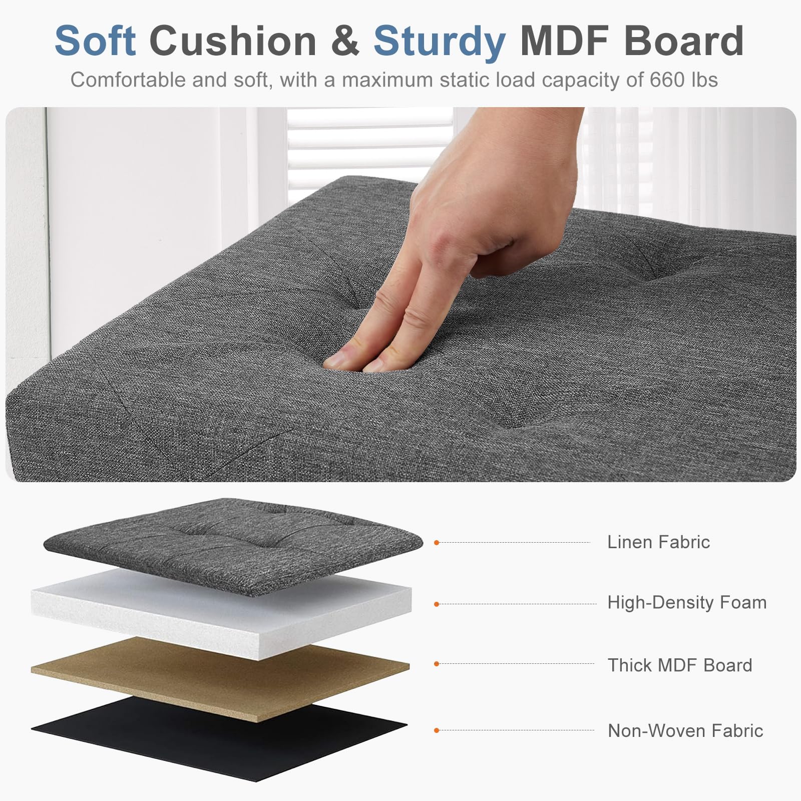 DUMOS 154L capacity keeps bedding and pillows neatly organized.