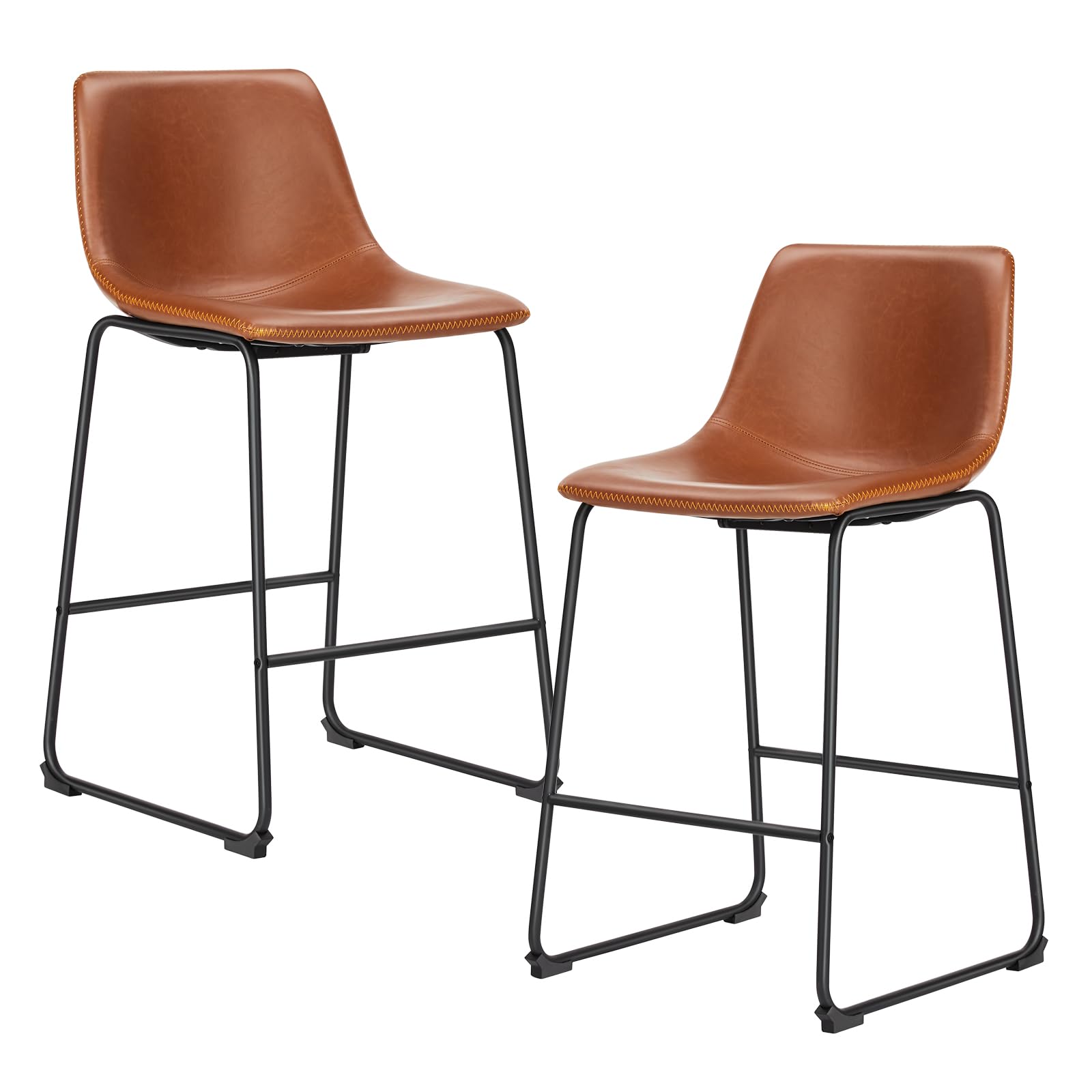 DUMOS 26-inch counter-height stool pair front view with ergonomic backrest for comfortable seating.